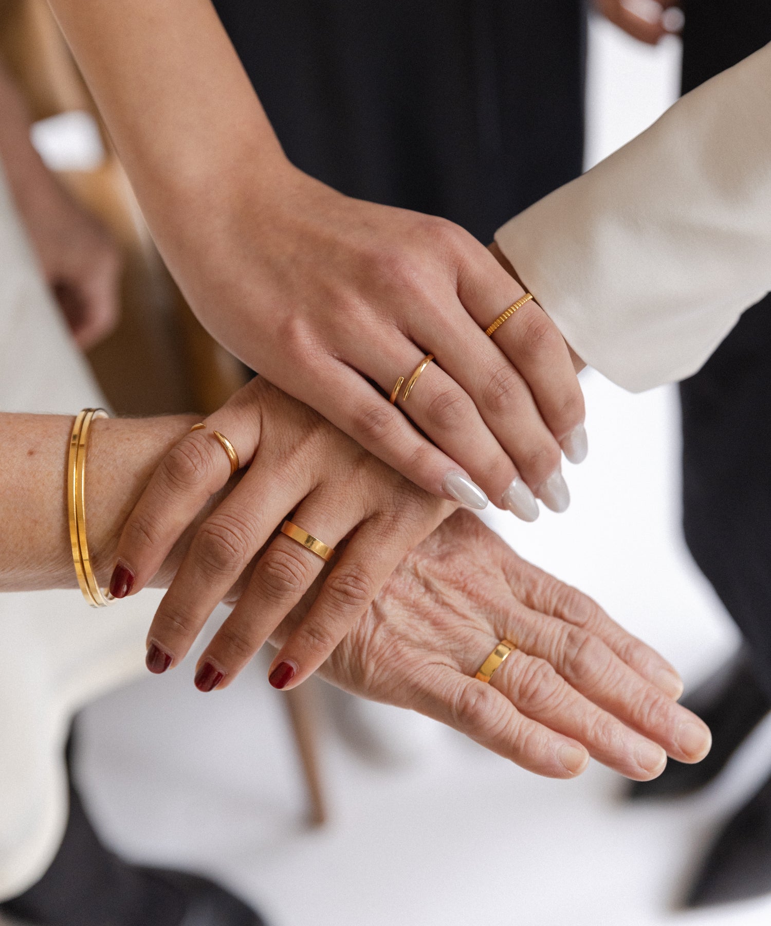 Hands modeling gold rings and bangles
